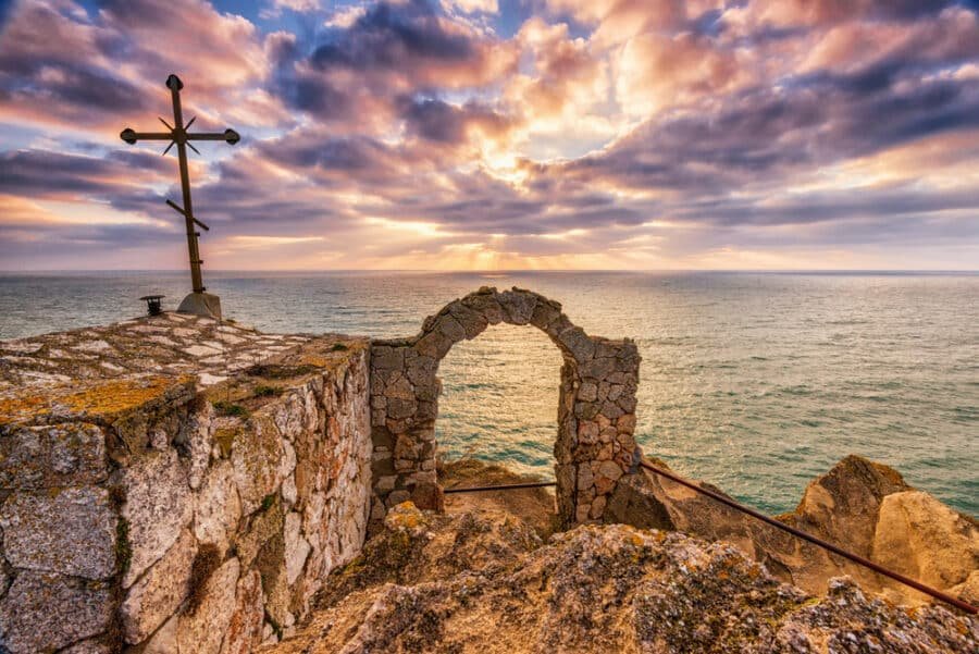 Beautiful dramatic sunrise at cape Kaliakra, Black Sea, Bulgaria