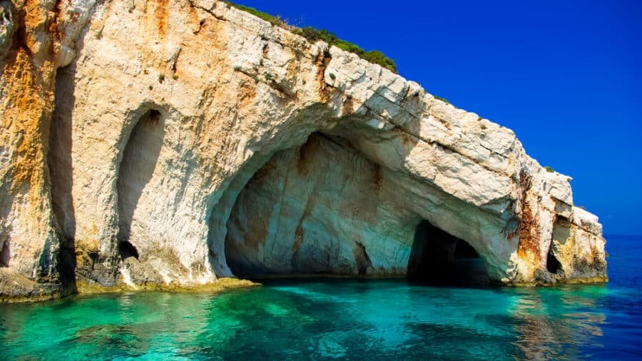 Blue caves on Zakynthos island, Greece