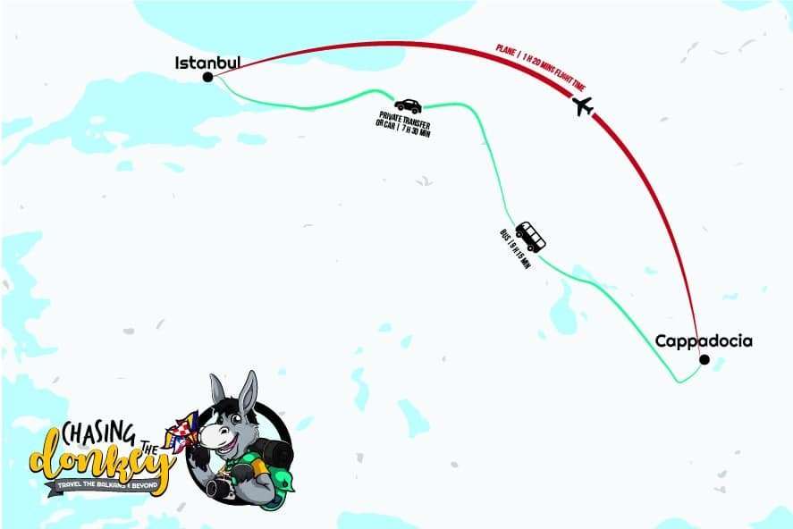 How to get from Istanbul To Cappadocia To Istanbul Map