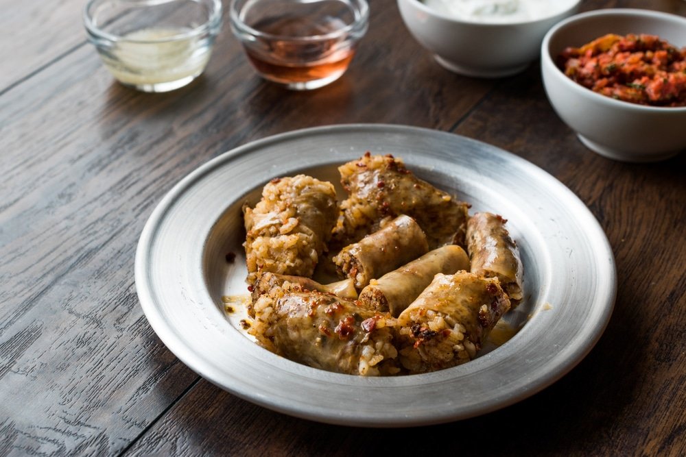 Mumbar Dolması (Stuffed Intestines) on a plate in Türkiye totally weird food