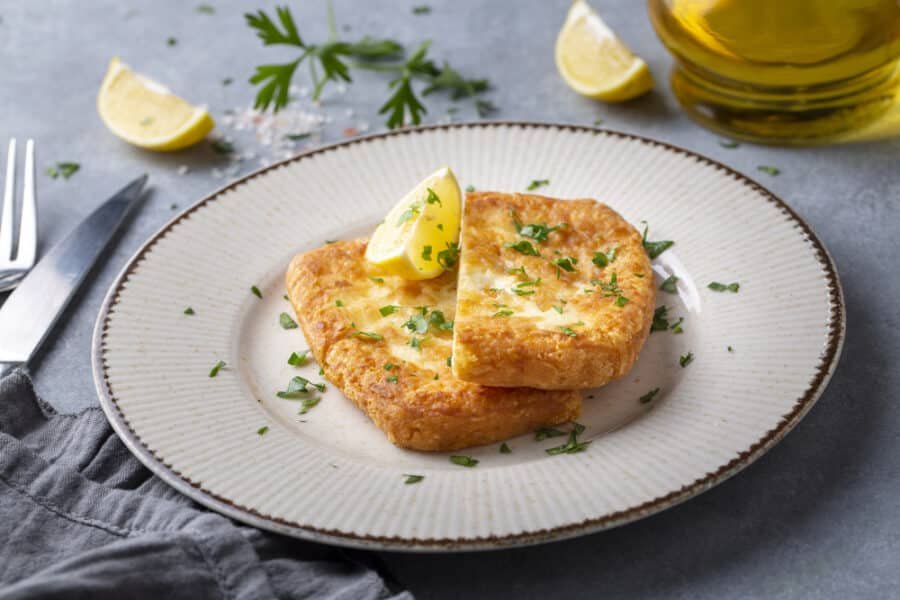 Greek Food - Saganaki is a Greek delicacy of fried cheese