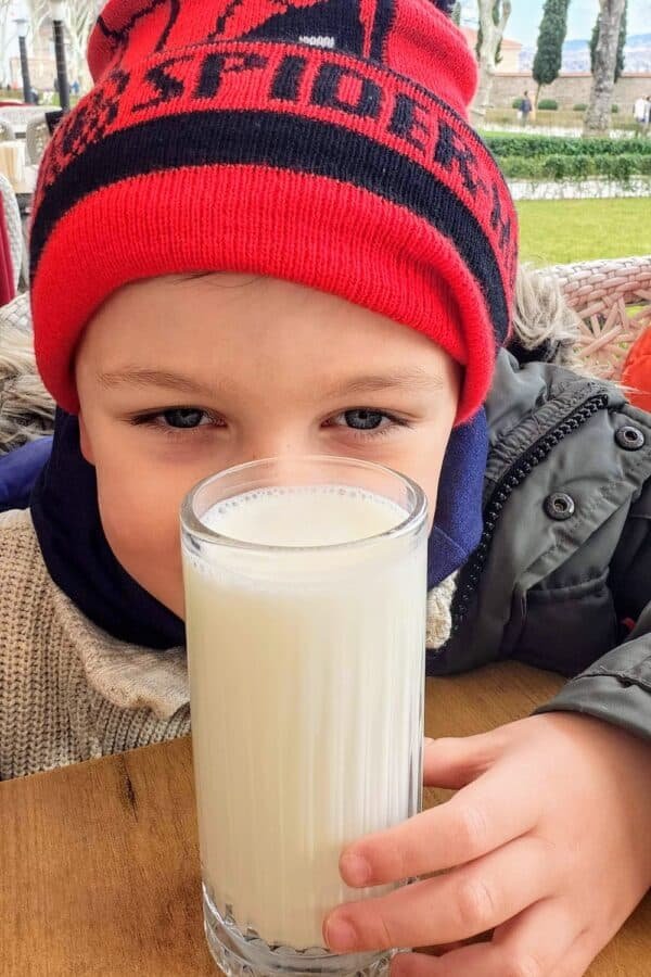 Drinks in Turkey - Roko drinking Ayran