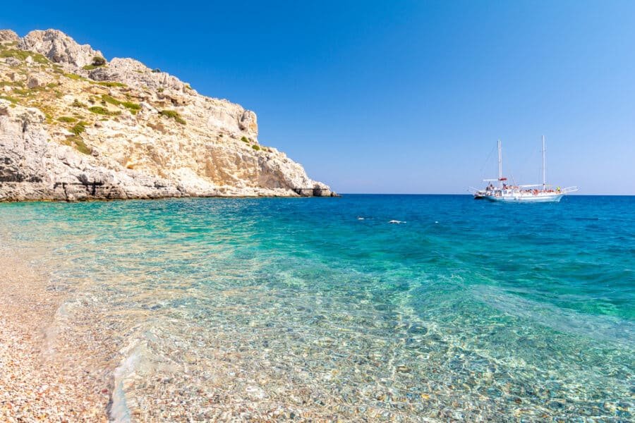 Traganou Beach on Rhodes island, Greece