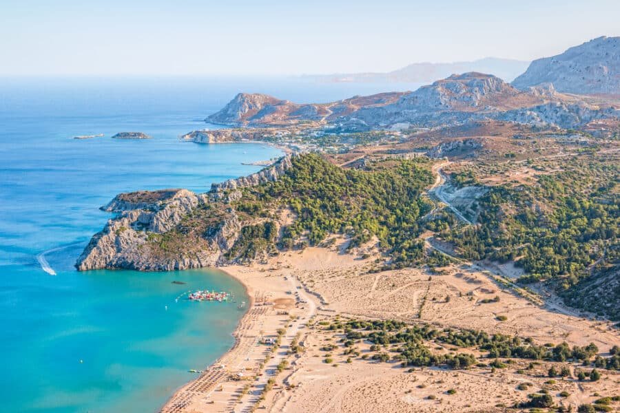 Best Beaches In Rhode - Tsambika beach view from the Tsambika monastery on Rhodes Island