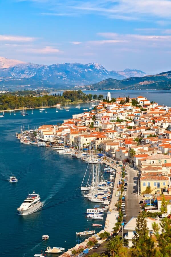 View of Poros Island, Island close to Athens Greece